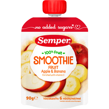 Smoothie Äpple & banan Från 6m 90g Semper.