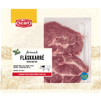 Fläskkarré Färsk Skivad med ben ca 500g Scan.