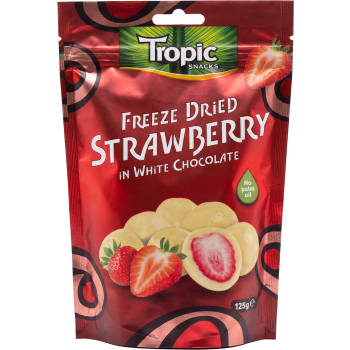 Snacks Frystorkad Jordgubbe Vit Choklad 125g Tropic Snacks.