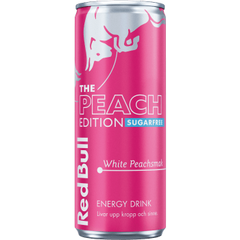 Energidryck Peach eition sockerfri 25cl Red Bull.