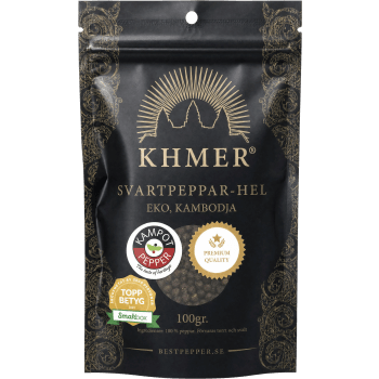 Svartpeppar Kampot Hel Ekologisk 100g Khmer.
