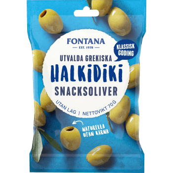 Snacksoliver Halkidiki naturella 70g Fontana.