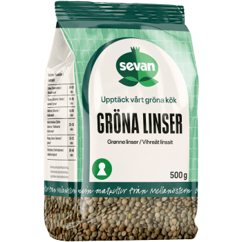 Gröna linser torkade 500g Sevan.