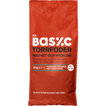 Kattmat Torrfoder Nöt Kyckling 2kg ICA Basic.
