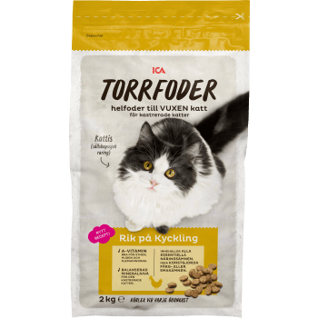 Kattmat Torrfoder Kyckling Kastrerad 2kg ICA.