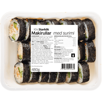 Sushi Makirullar med Surimi 630g ICA Storkök.