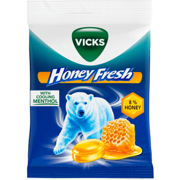 Halstablett Honey Fresh & natural menthol 72g Vicks.