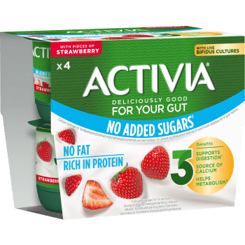 Yoghurt Jordgubb Ej tillsatt socker 0% 4-p 500g Activia.