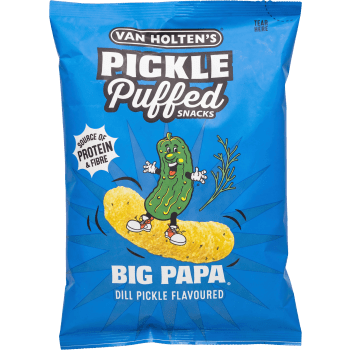 Linspinnar Puffed Snacks Big Papa Dill Pickle 90g Van Holten's.