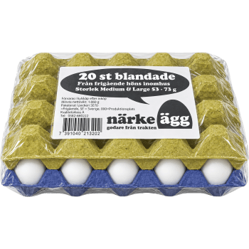 Ägg Blandade Från Frigående Höns Inomhus M/L 20-p Närke Ägg.