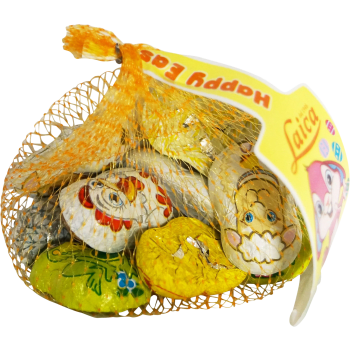Påsk Fyllda påskfigurer i nät 70g Laica.