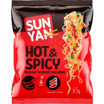Snabbnudlar hot spicy flavour 65g Sun Yan.