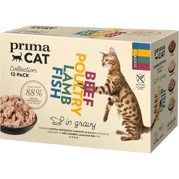 Kattmat Beef Poultry Lamb Fish 12-p 85g PrimaCat.