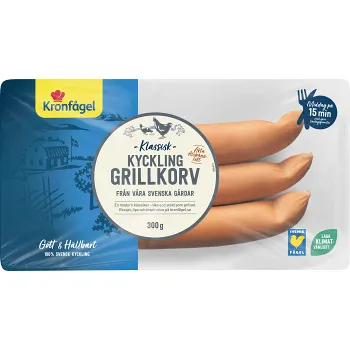 Grillkorv Kyckling Klassisk 300g Kronfågel.