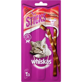 Kattgodis Sticks Oxkött 3-p 18g Whiskas.