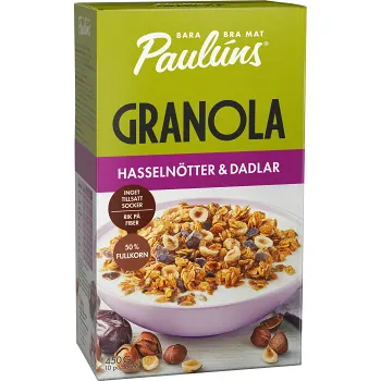 Granola Hasseln&amp;Dadlar 450g Pauluns.