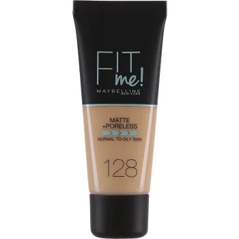 Foundation Fit Me Matte &amp; Poreless Warm Nude 128 30ml Maybelline.
