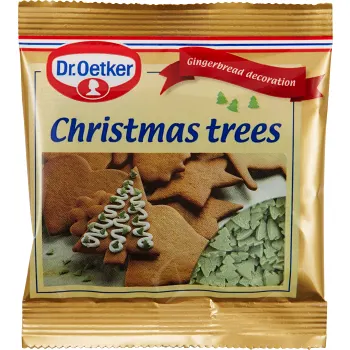 Dekorströssel Christmas trees 15g Dr.Oetker.