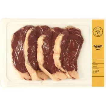 Ryggbiff Färsk med kappa ca 800g Hacksta Köttdisk.