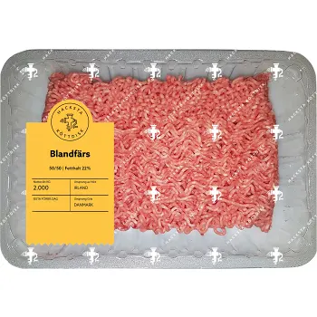 Blandfärs Färsk 50/50 22% import ca 2kg Hacksta Köttdisk.