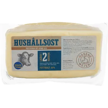 Hushållsost 26% ca 500g Gäsene Mejeri.