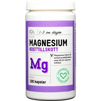 Magnesium Kosttillskott 100st ICA Hjärtat.