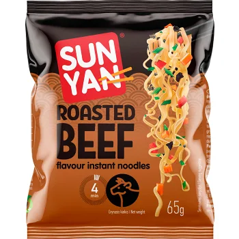Snabbnudlar roasted beef flavour 65g Sun Yan.