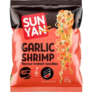 Snabbnudlar garlic shrimp flavour 65g Sun Yan.