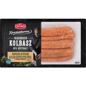 Färskkorv Kolbasz Paprika Vitlök 95% kötthalt 300g Scan.