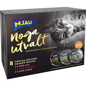 Kattmat Lax Kalkon Lamm 8-p 680g Mjau.