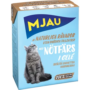 Kattmat Nötfärs i gelé 380g Mjau.