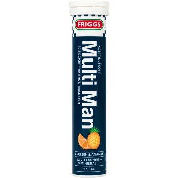 Brustablett Multi Man Apelsin &amp; Ananas Sockerfri 20-p 1000mg Friggs.