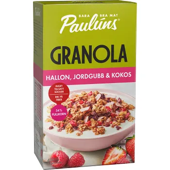 Granola Hallon Jordgubb 450g Pauluns.