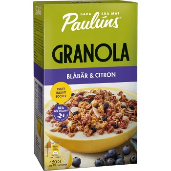 Granola Blåbär Citron 450g Pauluns.