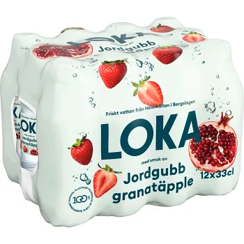 Vatten Kolsyrat Jordgubb Granatäpple 33cl 12-p Loka.