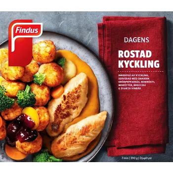 Rostad kycklingfilé Fryst 390g Findus.