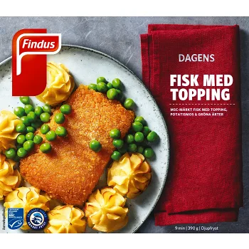 Färdigmat Fisk med topping potatismos &amp; ärtor Fryst 390g Findus.
