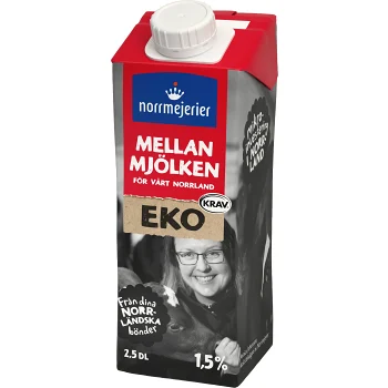 Mellanmjölken Ekologisk 1,5% 250ml Norrmejerier.