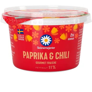 Crème fraiche Lätt Paprika &amp; Chili 11% 2dl Skånemejerier.