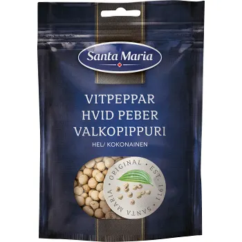 Krydda Vitpeppar Hel påse 70g Santa Maria.