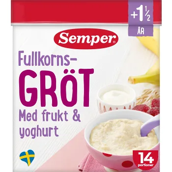 Fullkornsgröt Frukt &amp; yoghurt Från 1,5år 14 port 470g Semper.