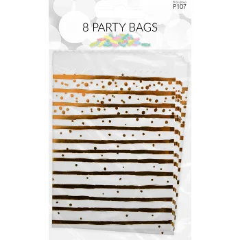 Godispåse Vit/Guldfolie 8-p Happy Party.