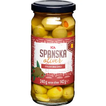 Fyllda Oliver Gröna med Chili 240g ICA.