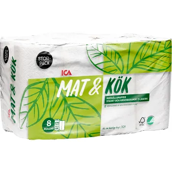 Hushållspapper Mat &amp; kök 8-p Miljömärkt ICA.