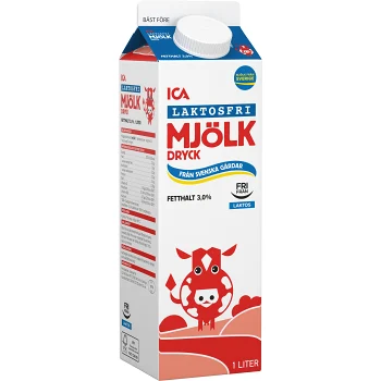 Mjölkdryck Laktosfri 3% 1l ICA.
