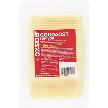 Goudaost skivad 28% 400g ICA Basic.