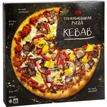 Stenugnsbakad pizza kebab Fryst 380g ICA.