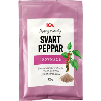 Svartpeppar Grovmalen 22g ICA.