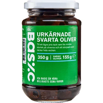 Oliver Svarta Urkärnade 350g ICA Basic.