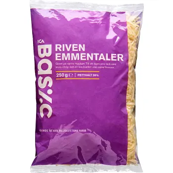Emmentaler Riven 250g ICA Basic.